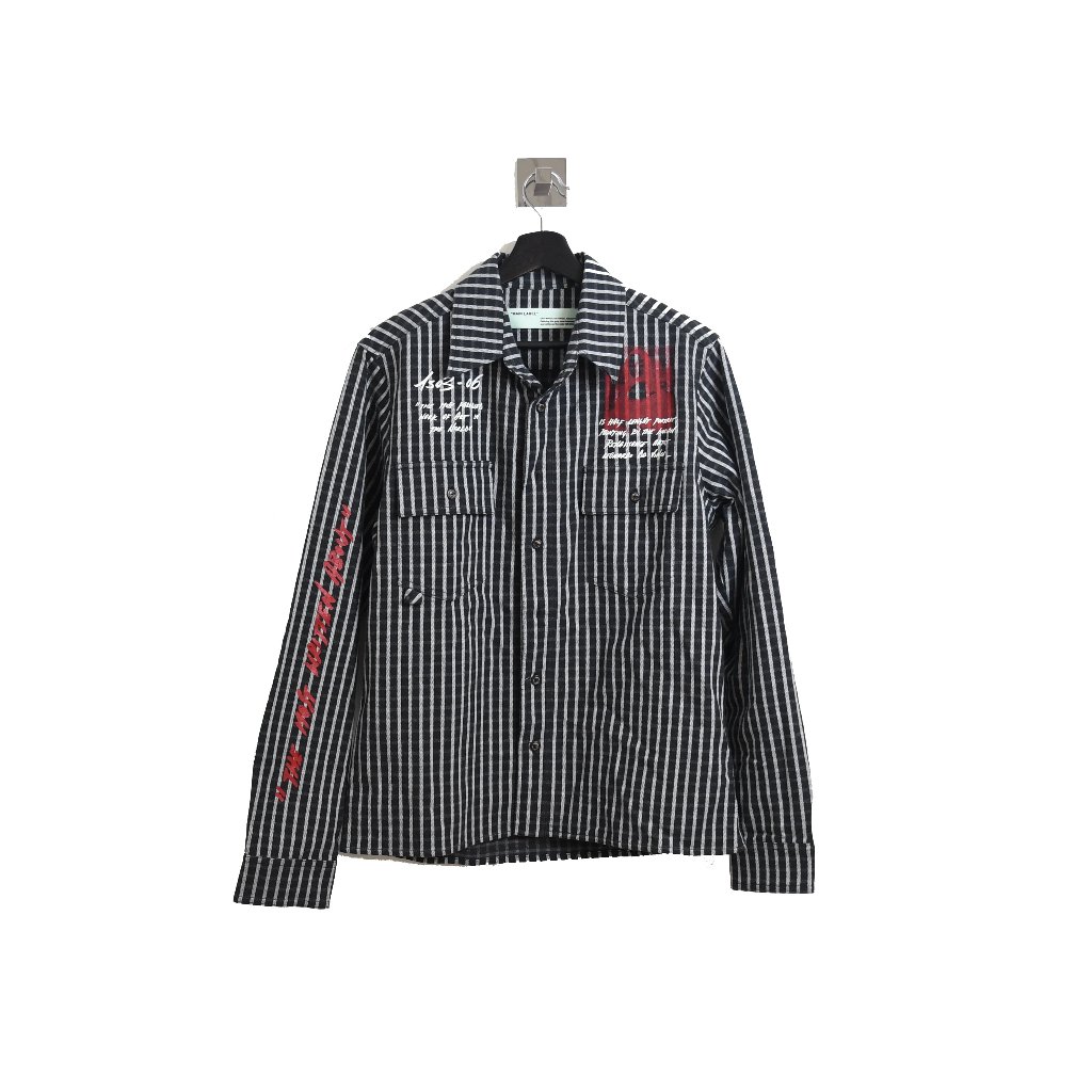 Off-White Monalisa White Stripped Shirt Black